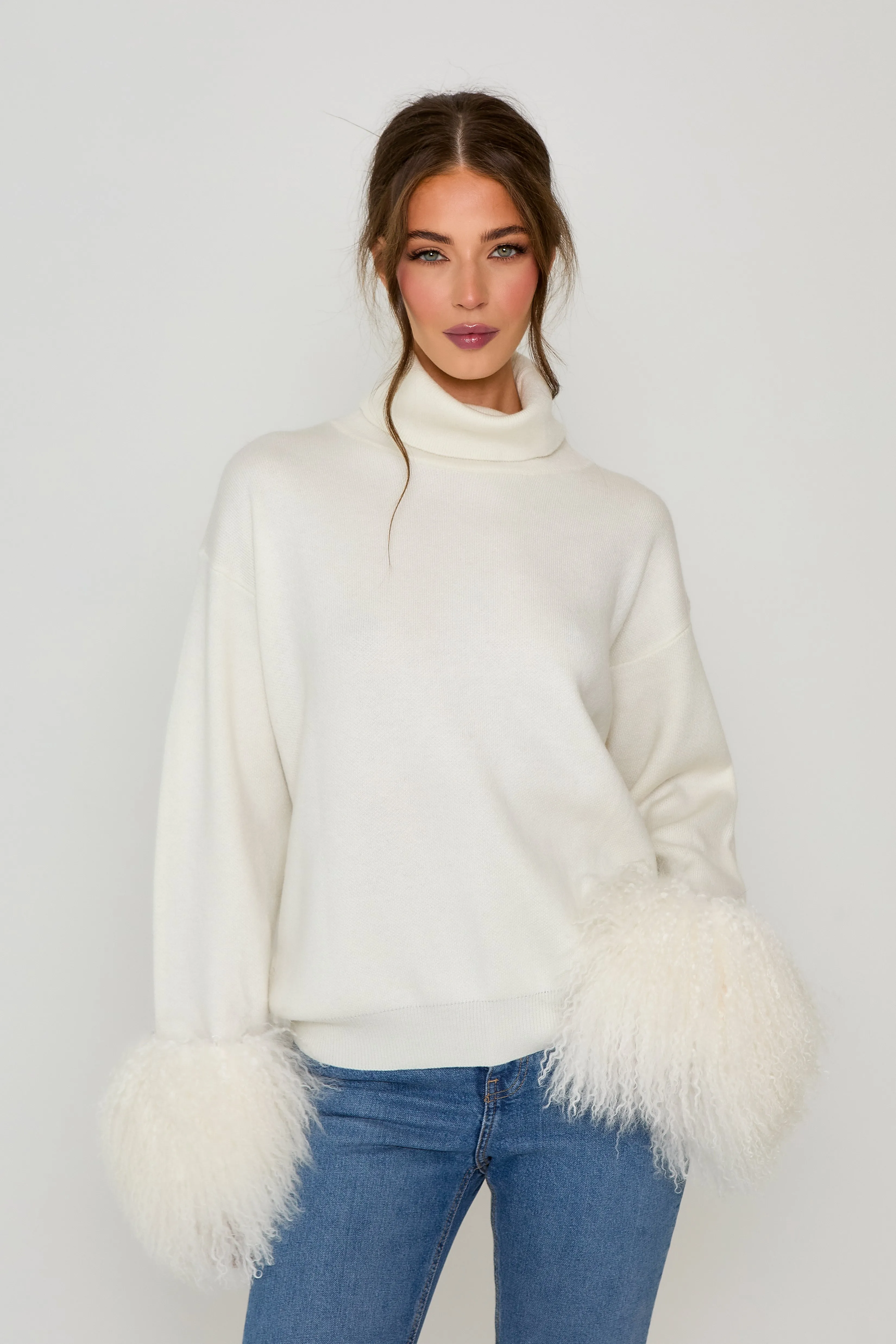 Jumper with Mongolian Fur Cuff