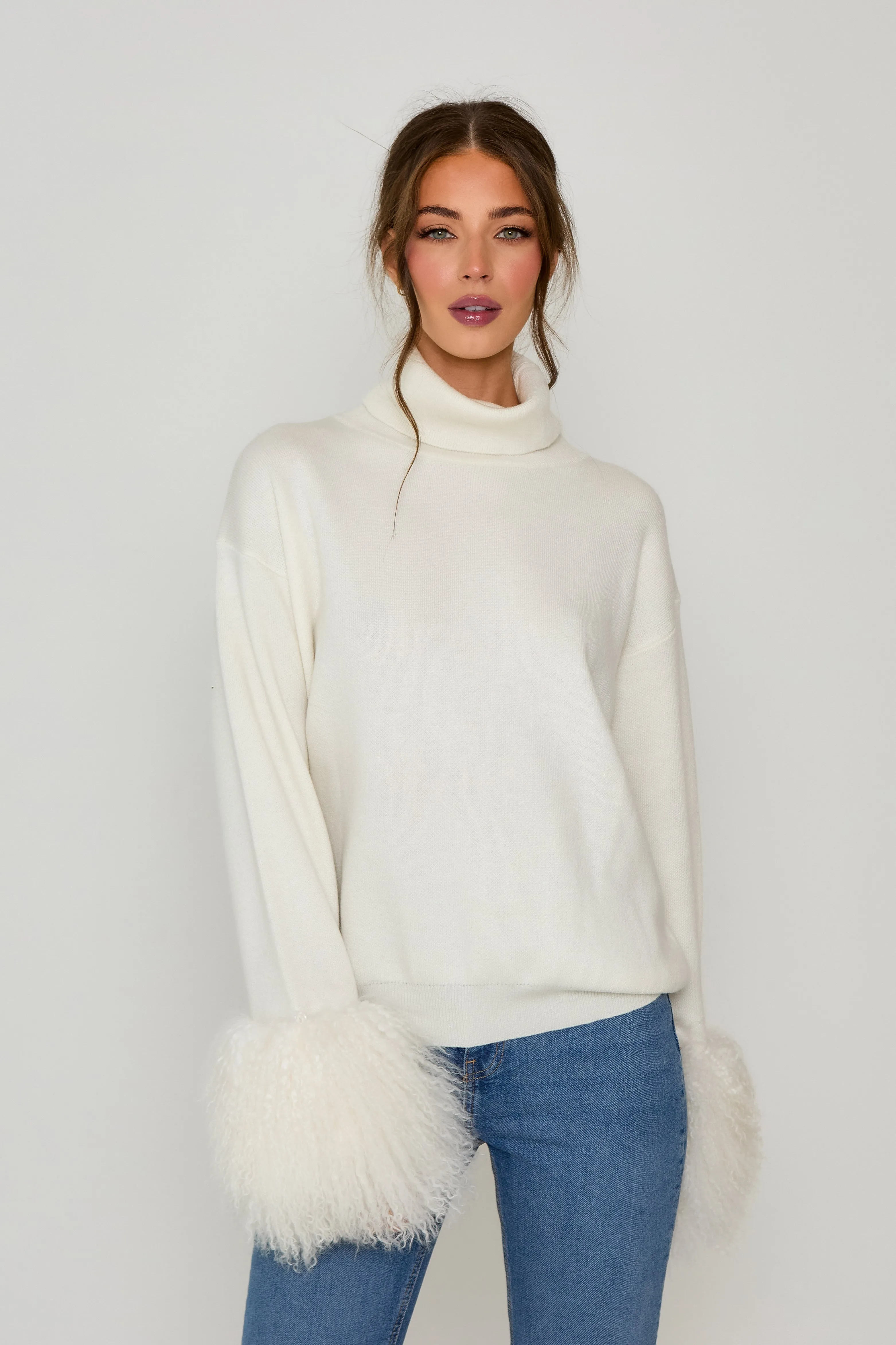 Jumper with Mongolian Fur Cuff