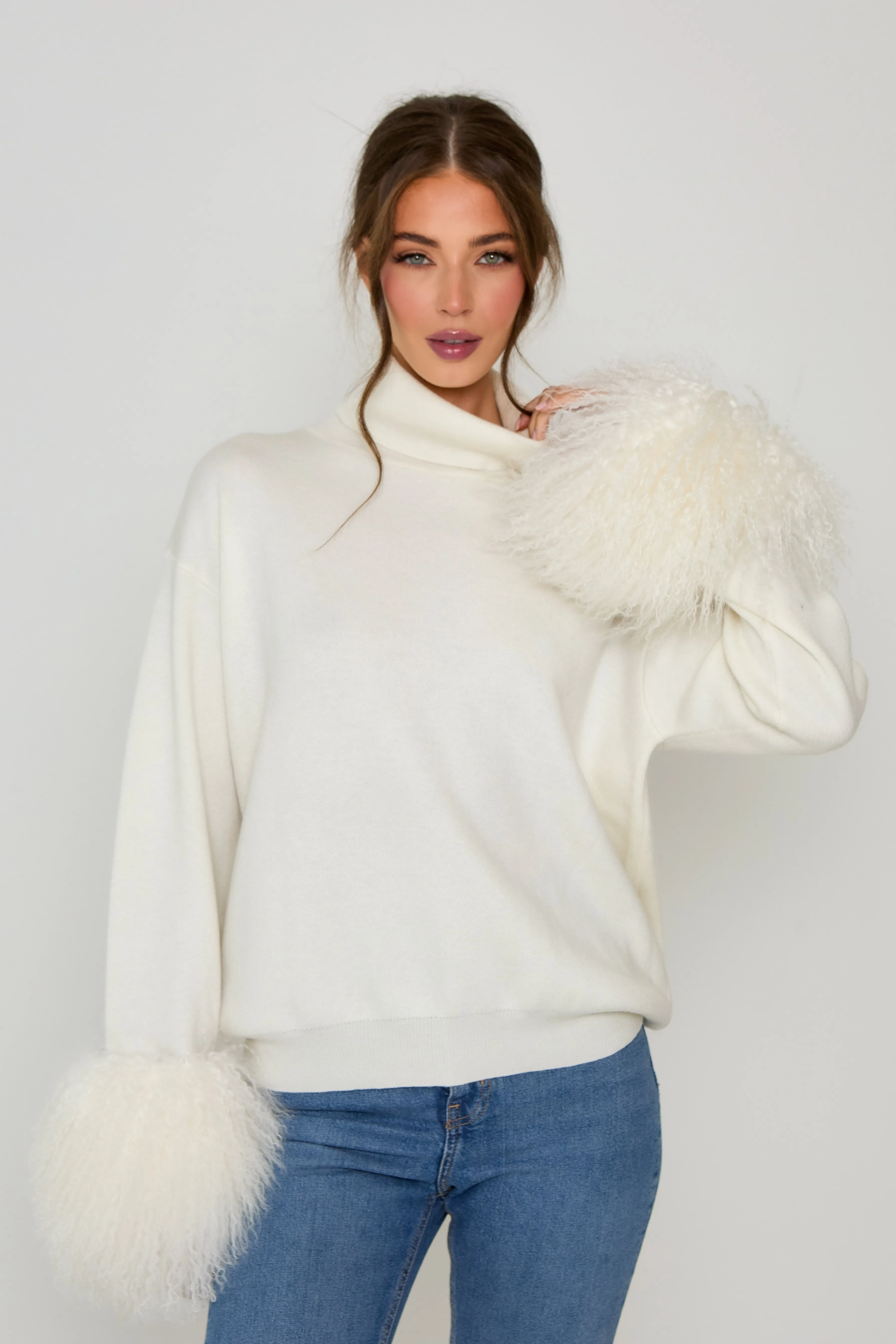 Jumper with Mongolian Fur Cuff
