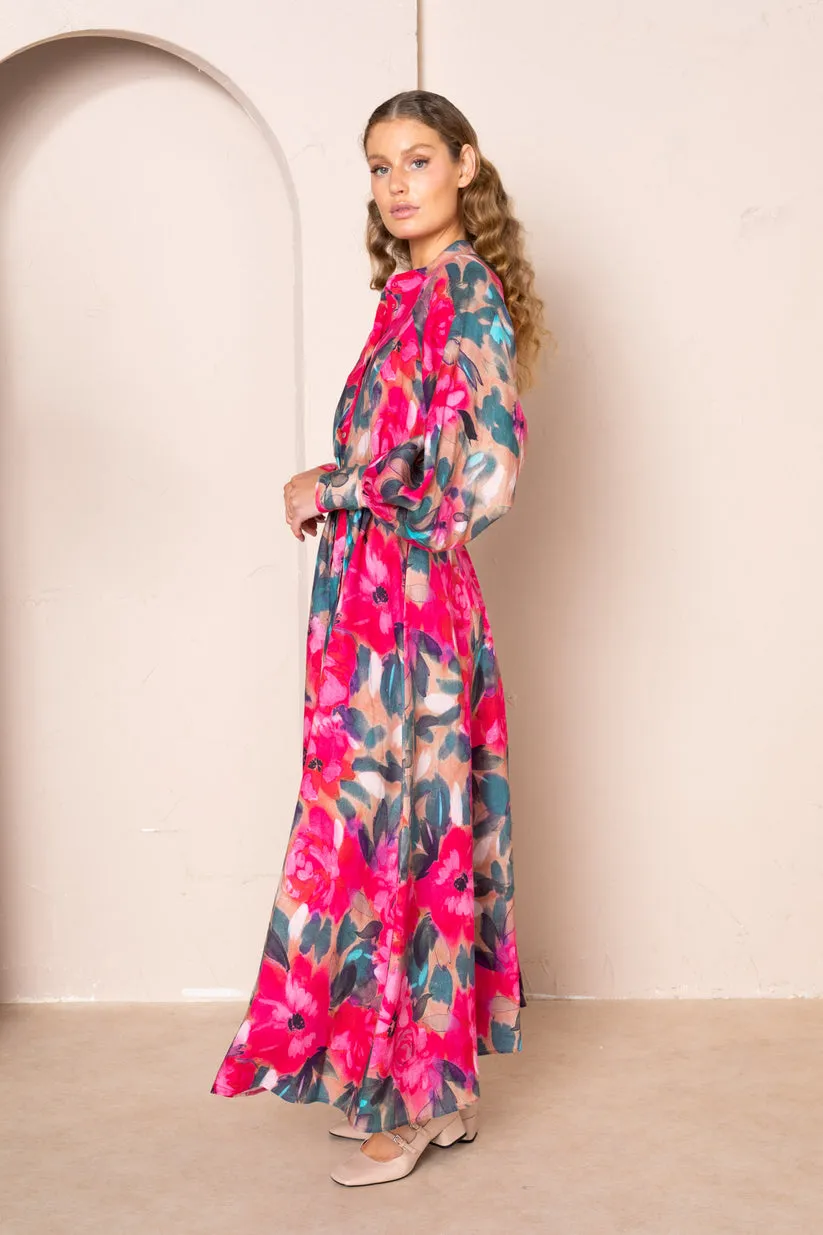 Wanda Raglan Long Primrose Maxi Dress by Kachel