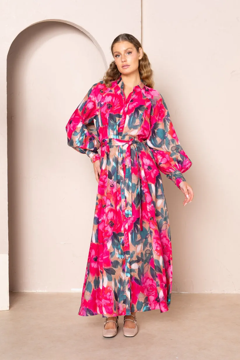 Wanda Raglan Long Primrose Maxi Dress by Kachel