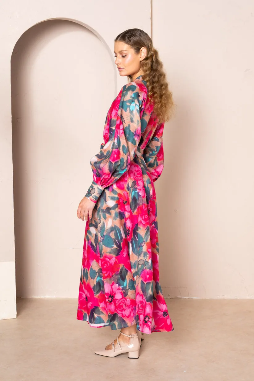 Wanda Raglan Long Primrose Maxi Dress by Kachel