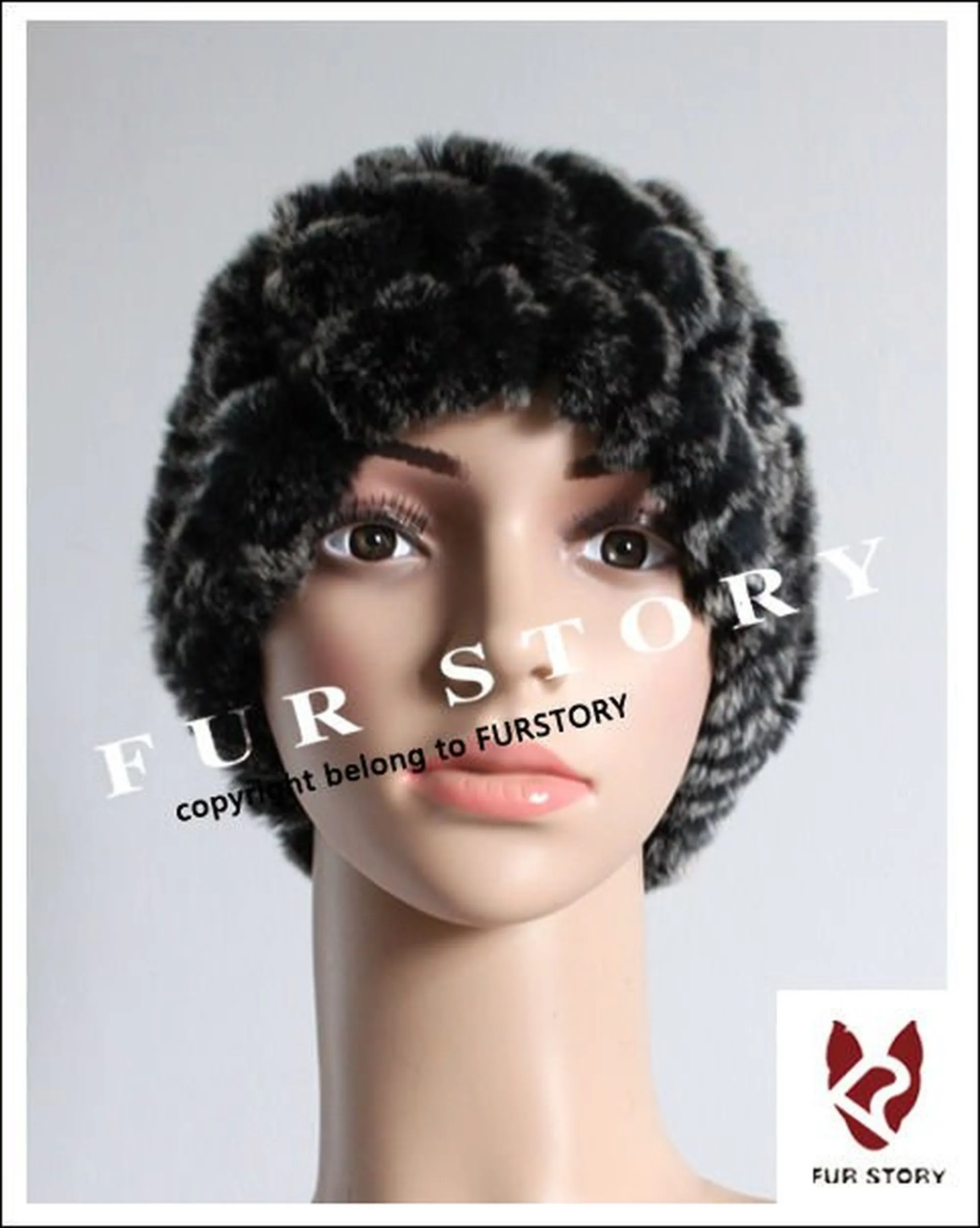 Knitted Real Rabbit Fur Hat Leopard Beanie Skullies Women Cap Headgear 060104