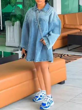 Long Sleeve Mini Denim Mini Dress