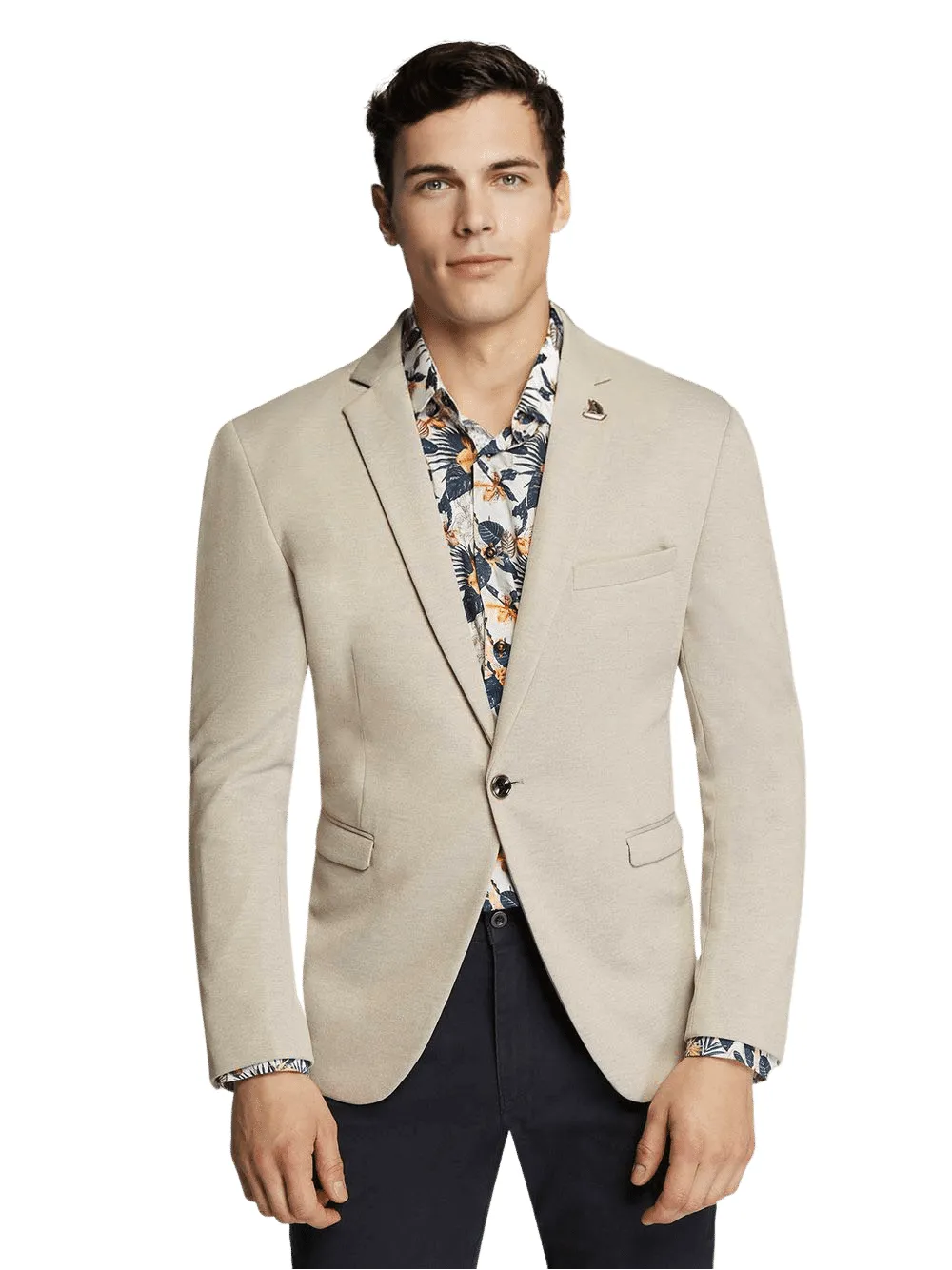 Men's Beige Trendy Slim Fit Sport Jacket/Blazer