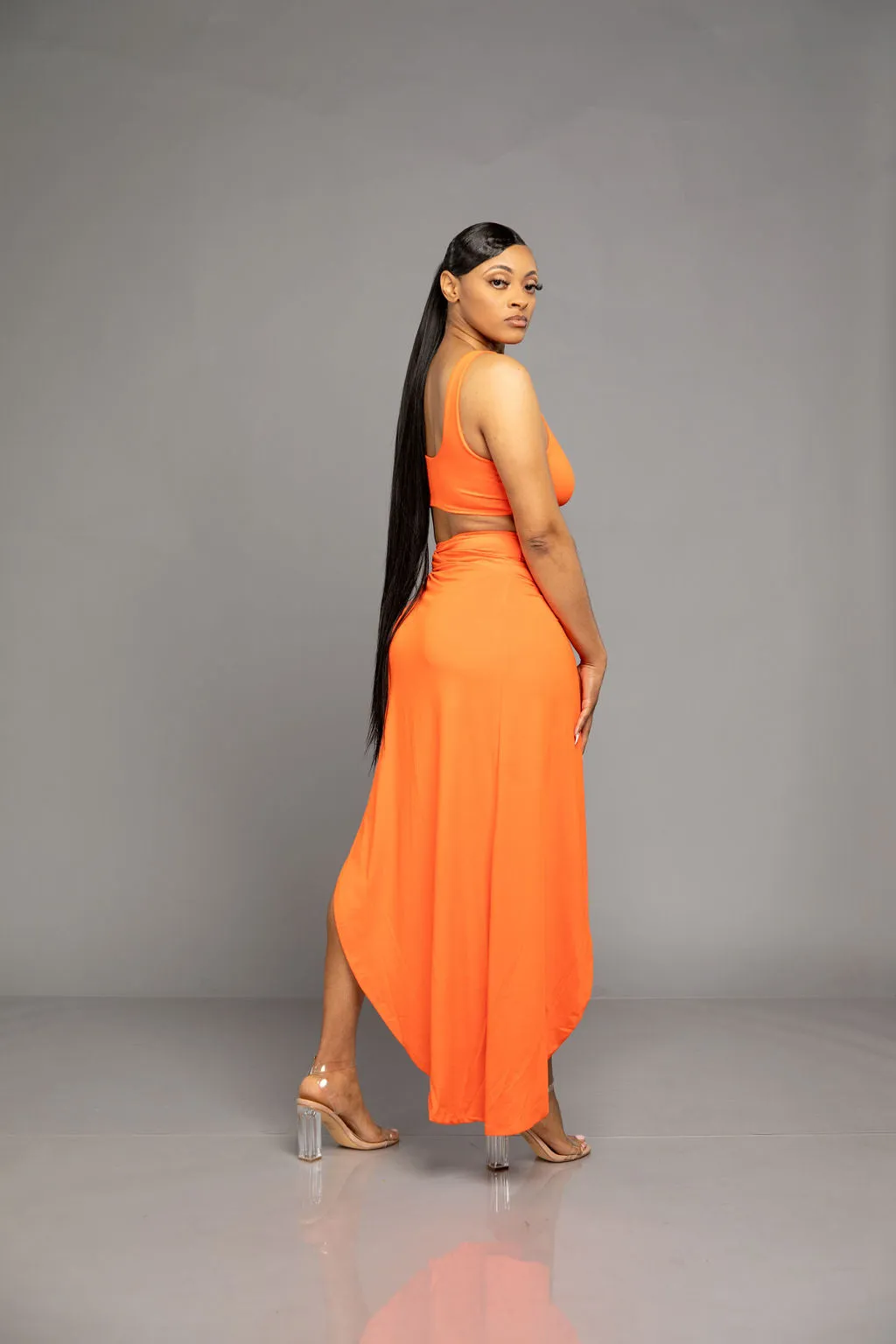 Miami Vibes Skirt Set- Orange