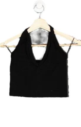 Out From Under Black Ribbed Crop Top UK S