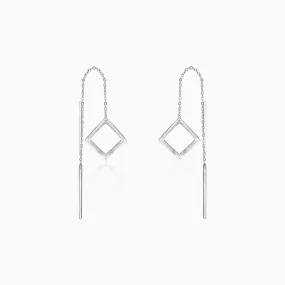 Oxidised Silver Square Danglers