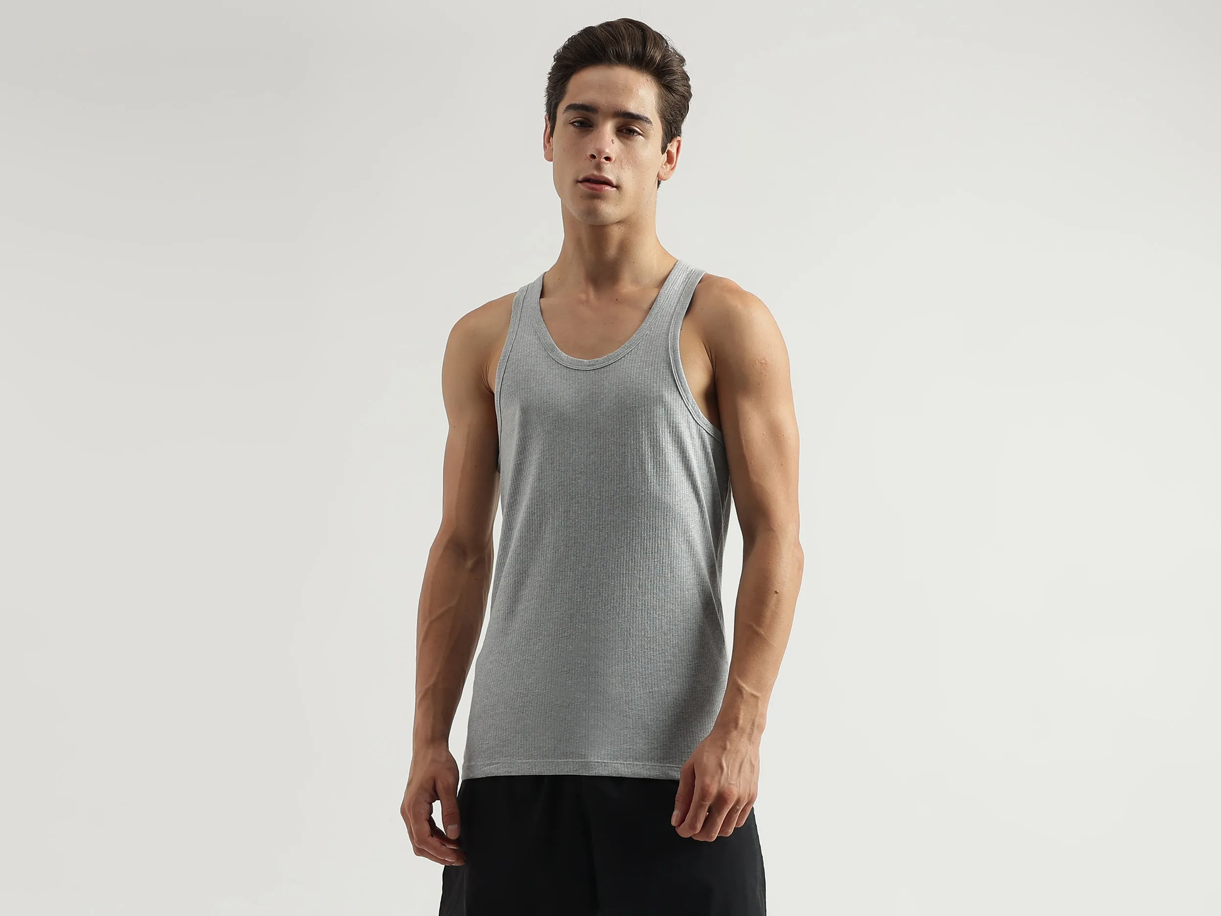 Pack of 3 Regular Fit Round Neck Solid Colour Vest