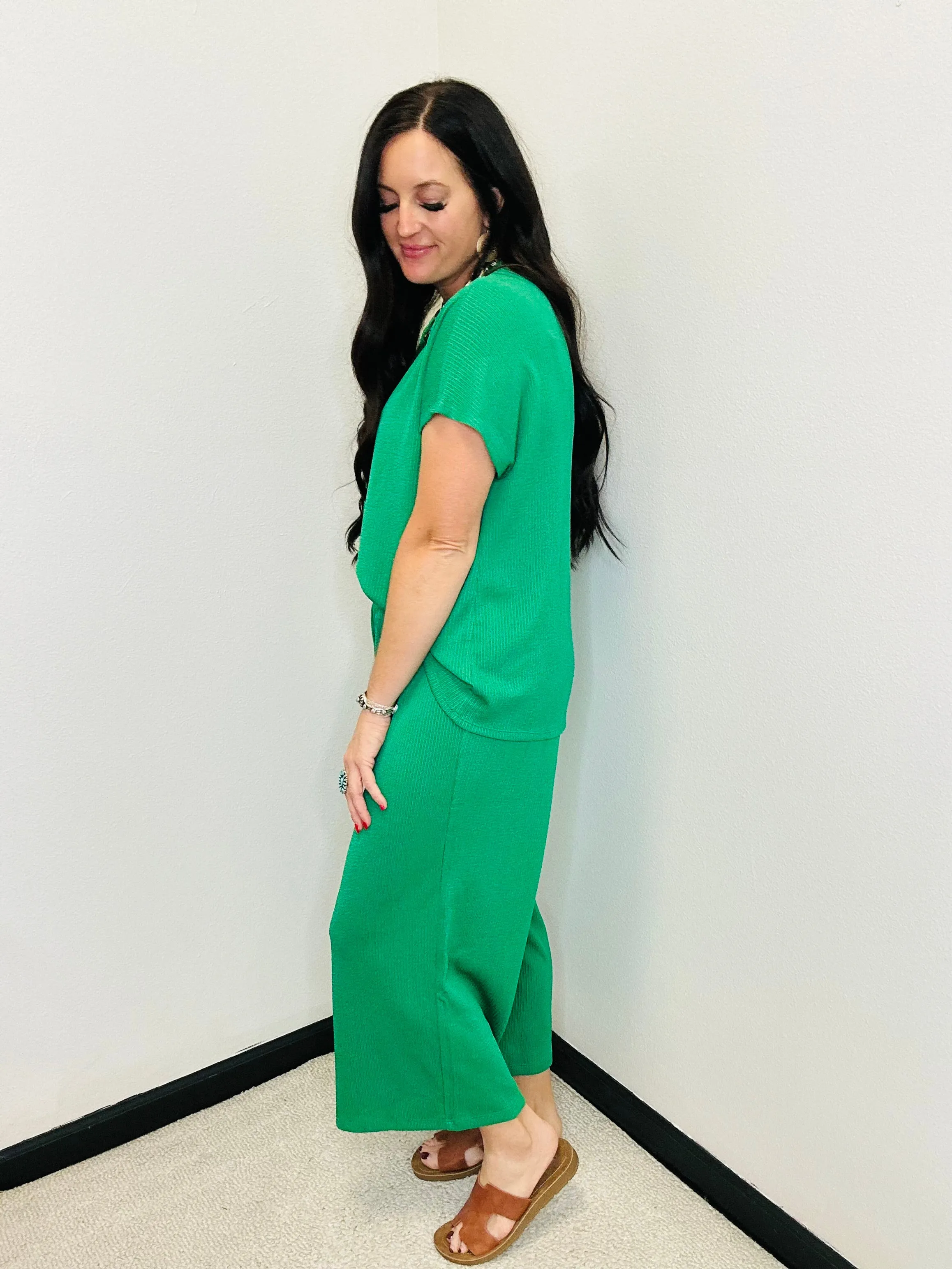 Palm Beach Green Wide Leg Pant & Top Set