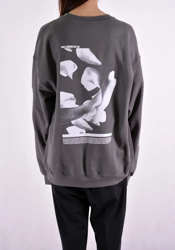 PAULA CANOVAS DEL VAS AJ003 LONG SLEEVE PRINTED SWEAT SHIRT GREY