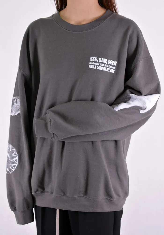 PAULA CANOVAS DEL VAS AJ003 LONG SLEEVE PRINTED SWEAT SHIRT GREY
