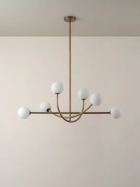 Perry - 6 light aged brass and opal pendant