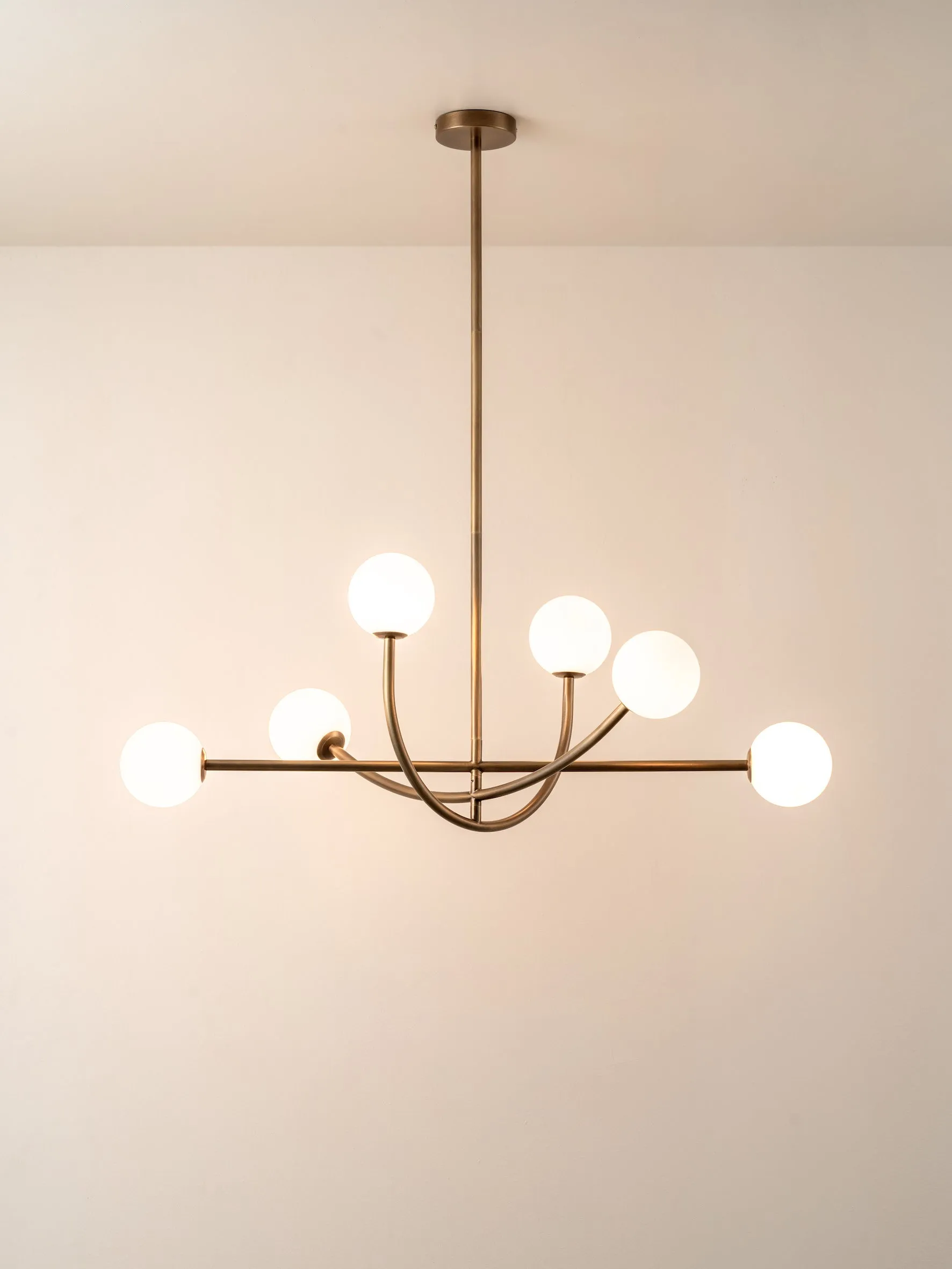 Perry - 6 light aged brass and opal pendant