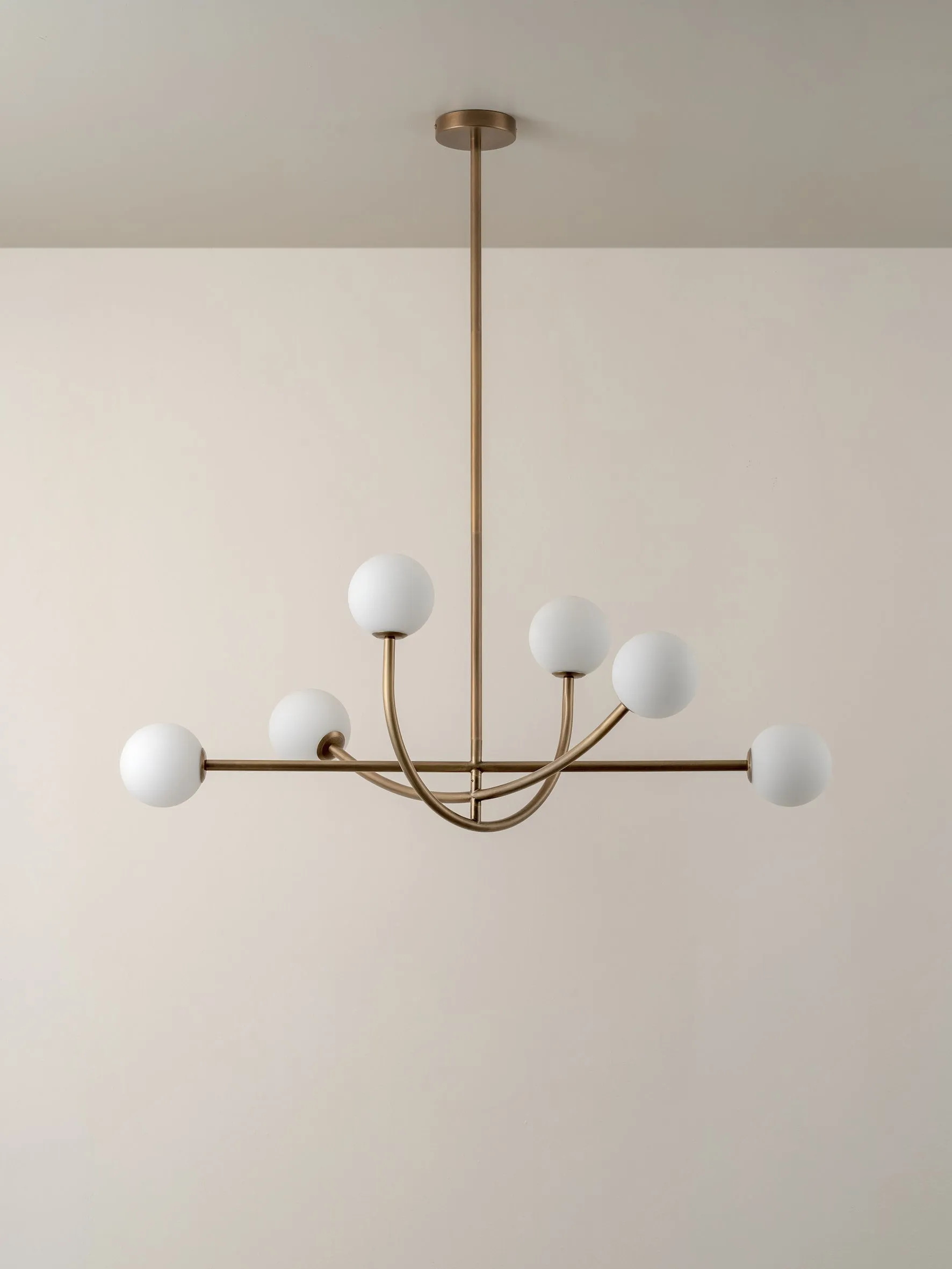Perry - 6 light aged brass and opal pendant