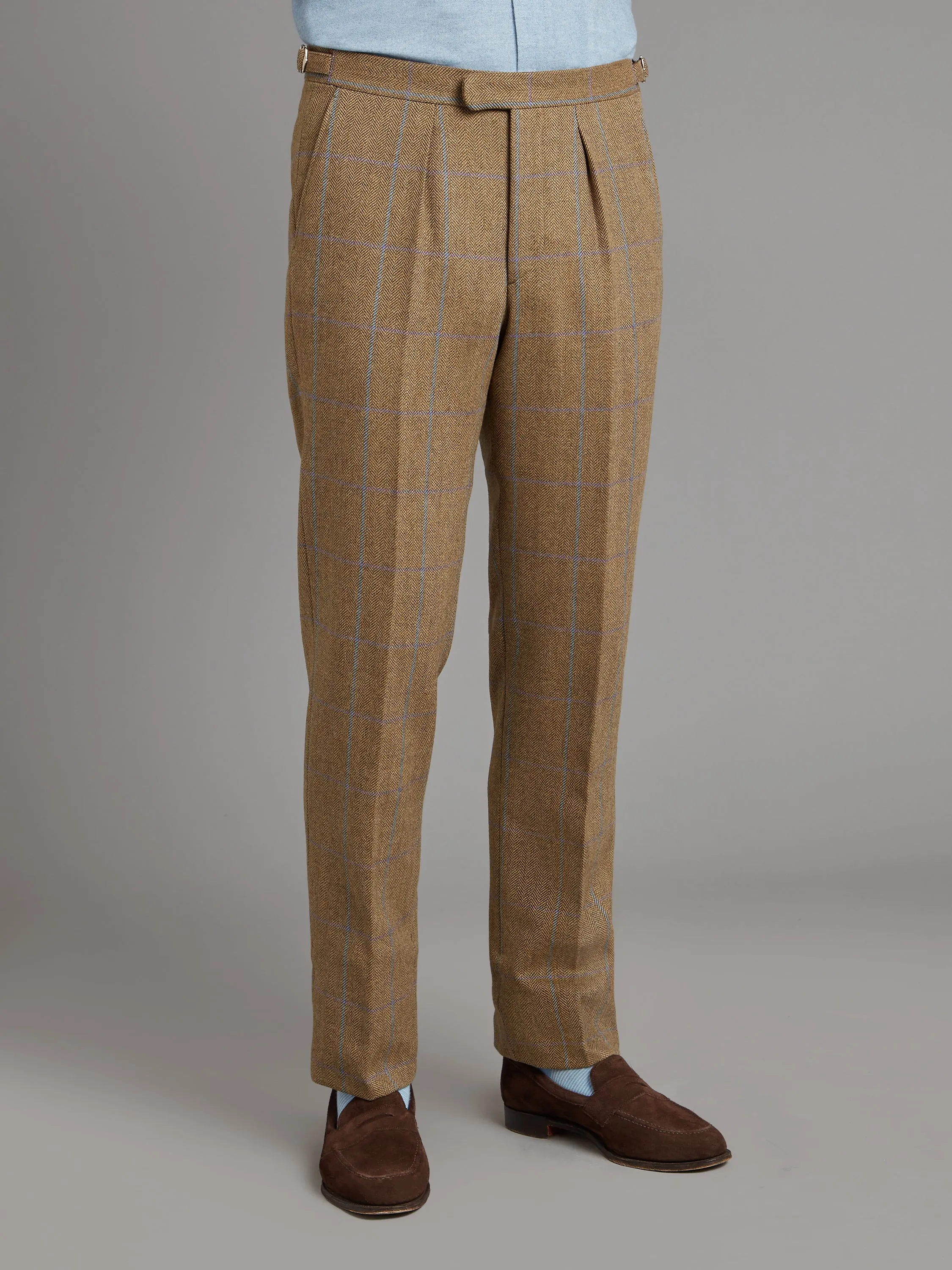 Pleated Pants - Lavender/Brown Tweed