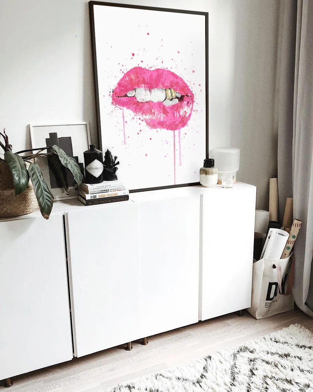 Pop Art Lips Wall Art Print 'Hot Pink'