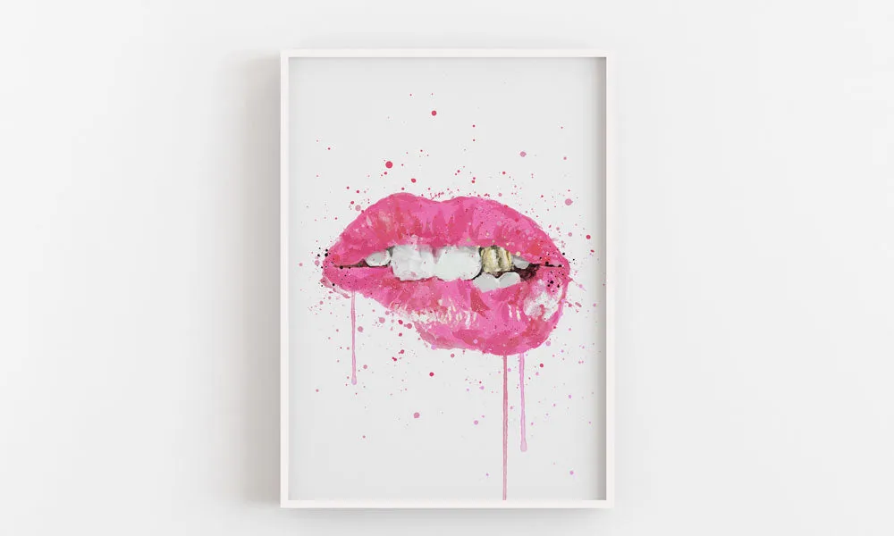 Pop Art Lips Wall Art Print 'Hot Pink'