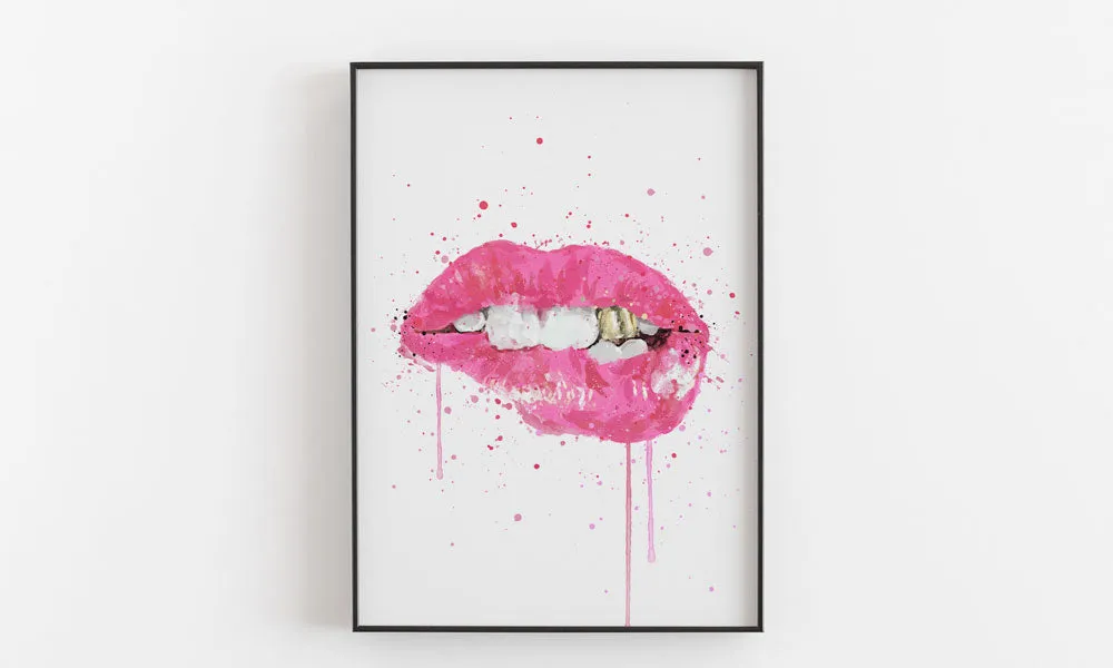 Pop Art Lips Wall Art Print 'Hot Pink'