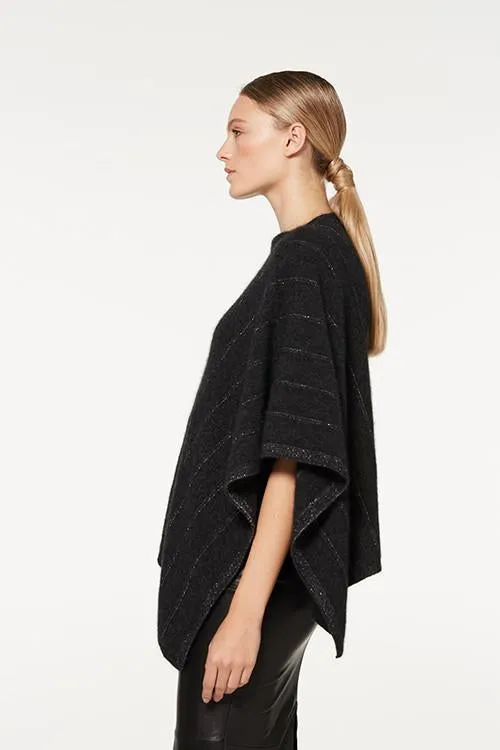 Possum Merino Poncho with Metallic Detail