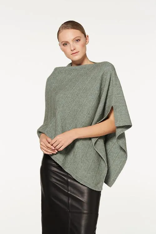 Possum Merino Poncho with Metallic Detail