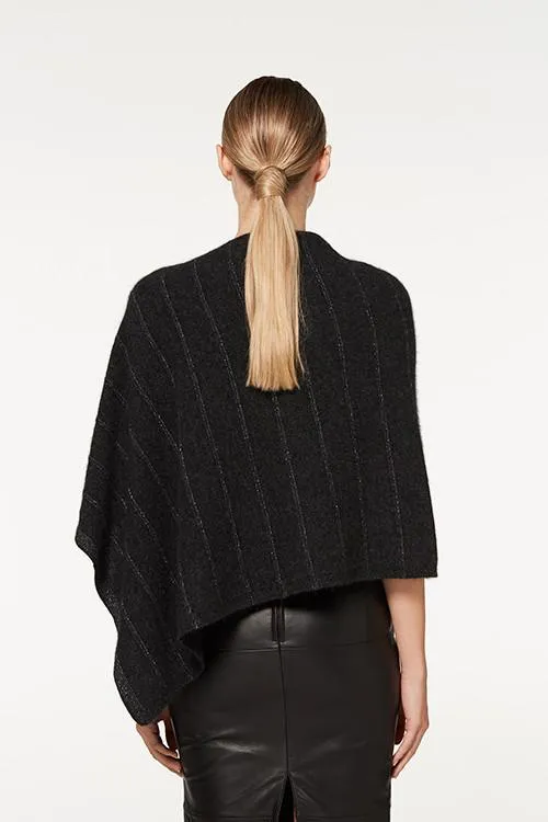 Possum Merino Poncho with Metallic Detail