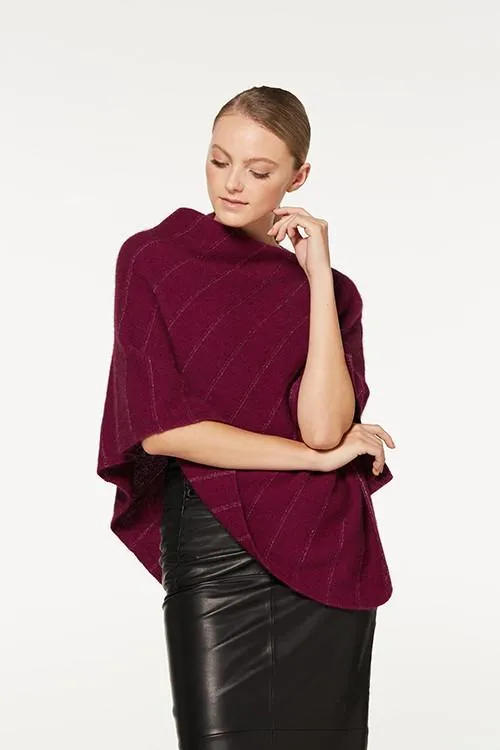 Possum Merino Poncho with Metallic Detail