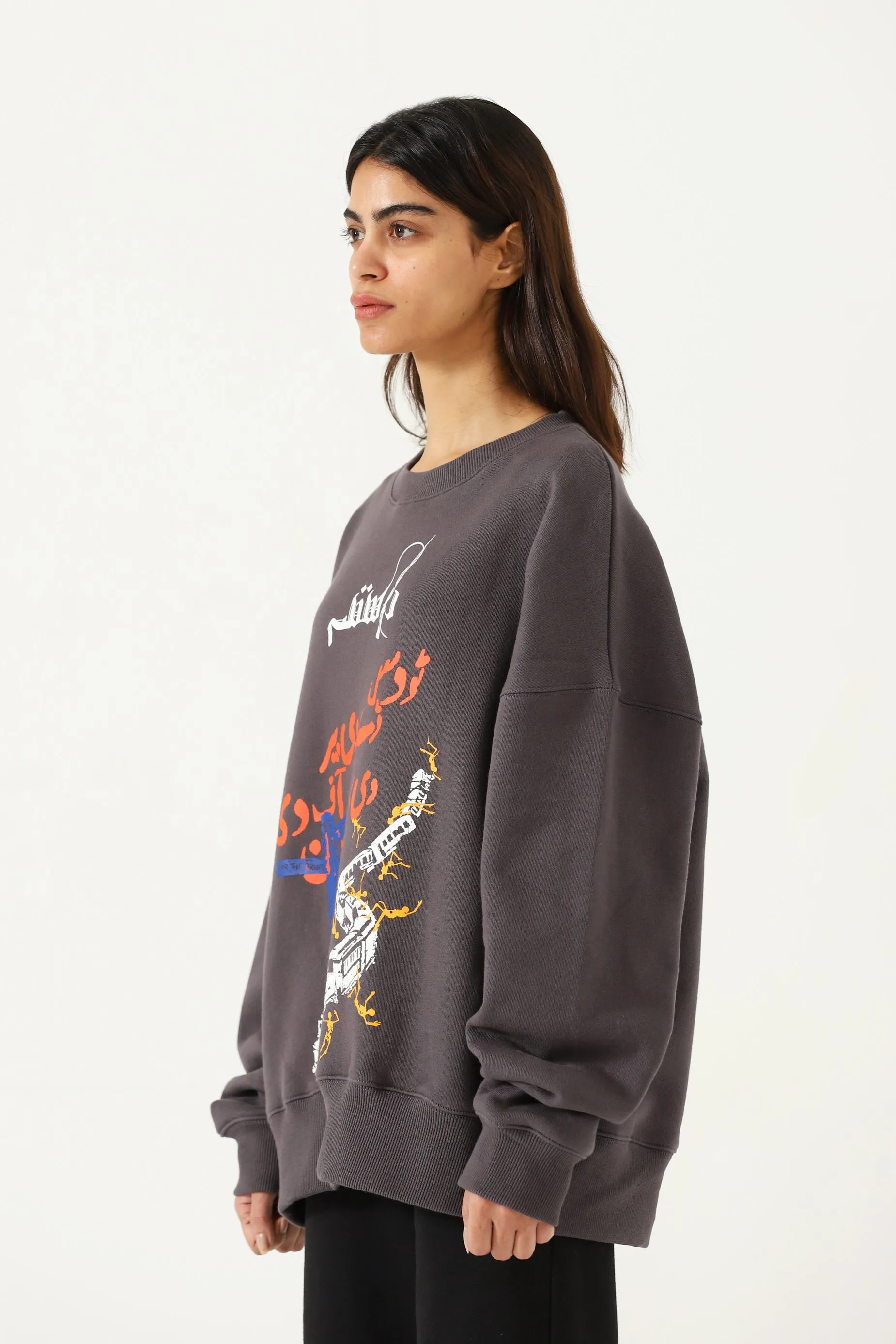 "INSAAF" ASH GREY PRINTED SWEATSHIRT