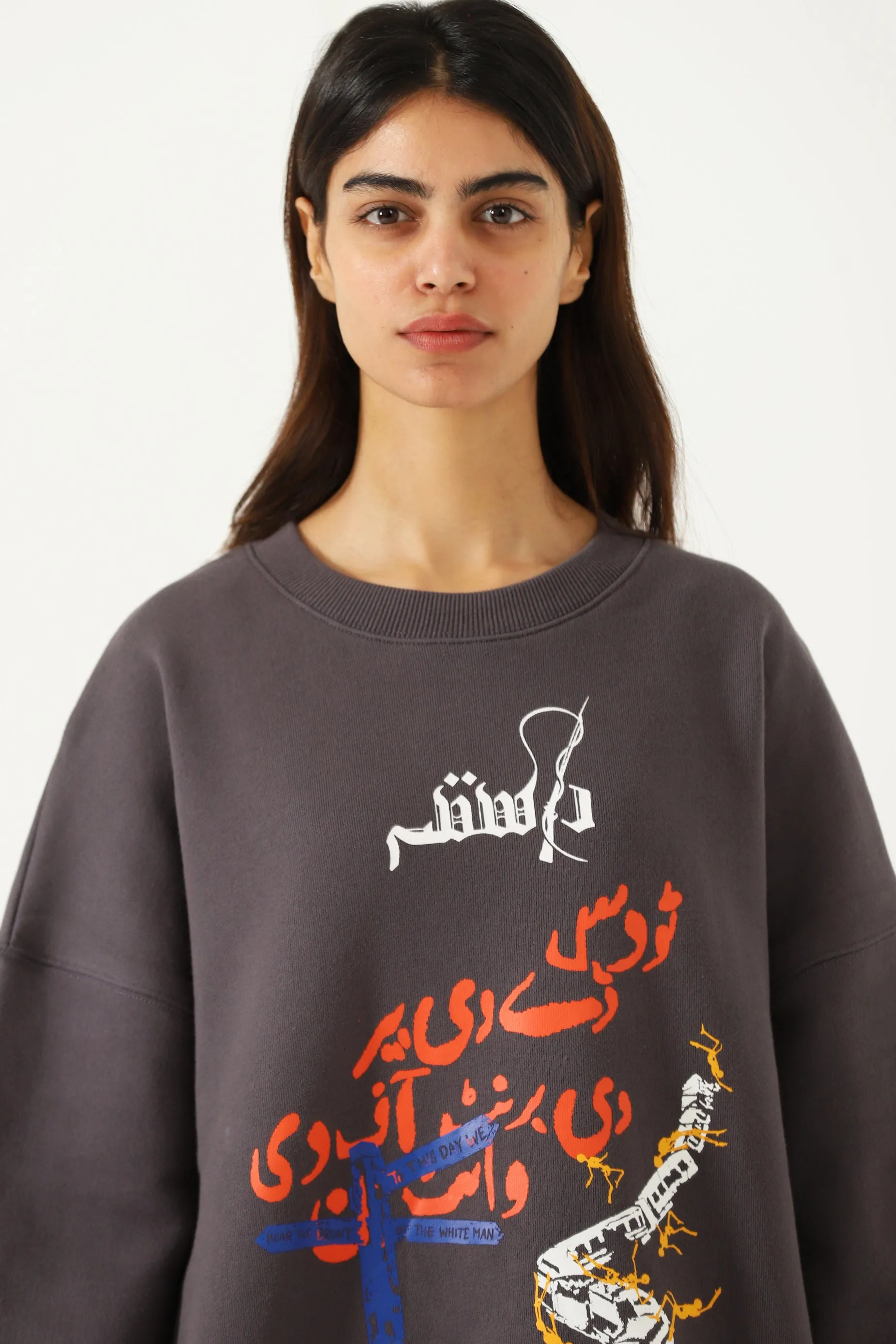 "INSAAF" ASH GREY PRINTED SWEATSHIRT