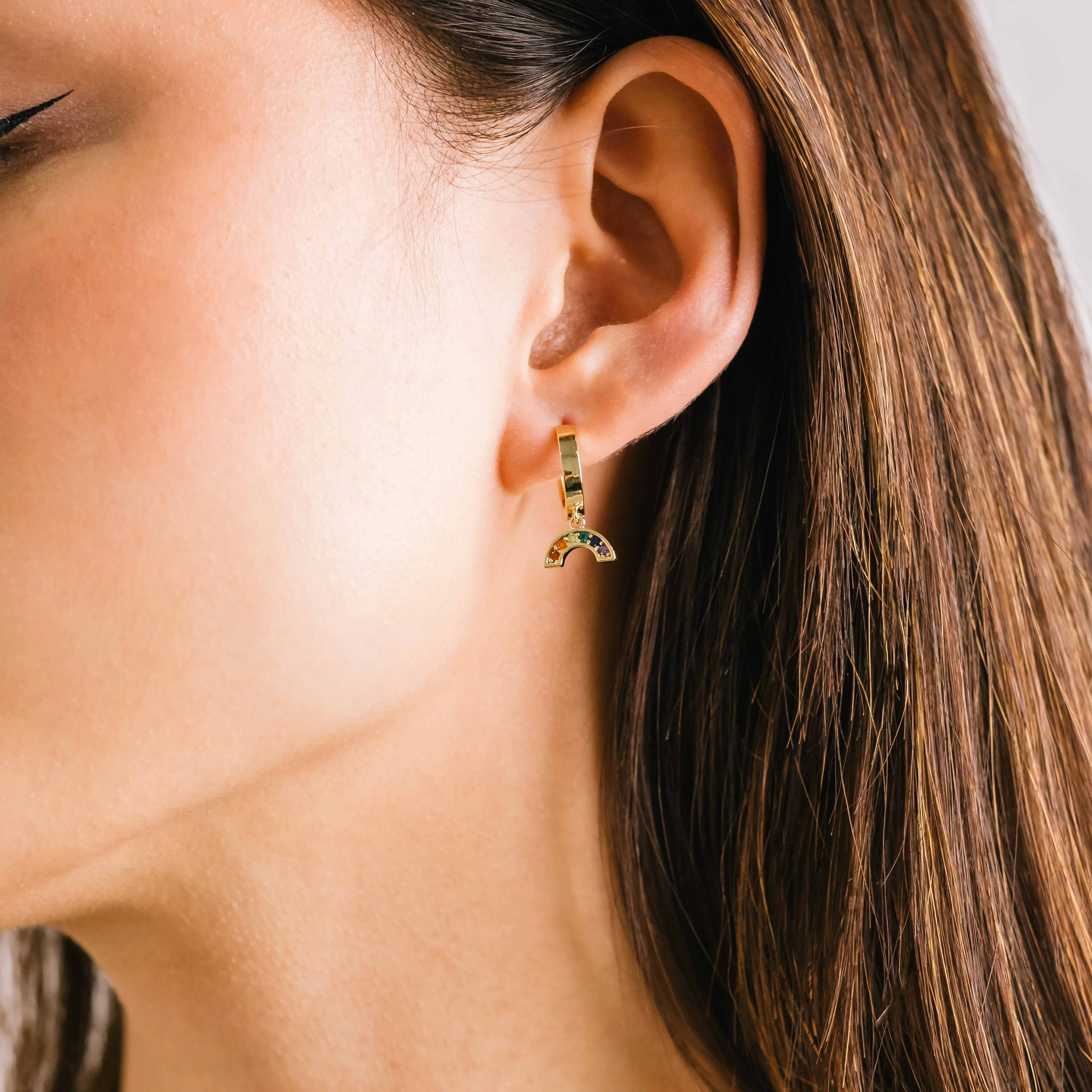 Riot Rainbow Drop Hoop Earrings