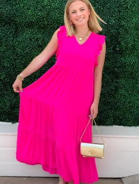 Ruffle Sleeved Maxi Dress