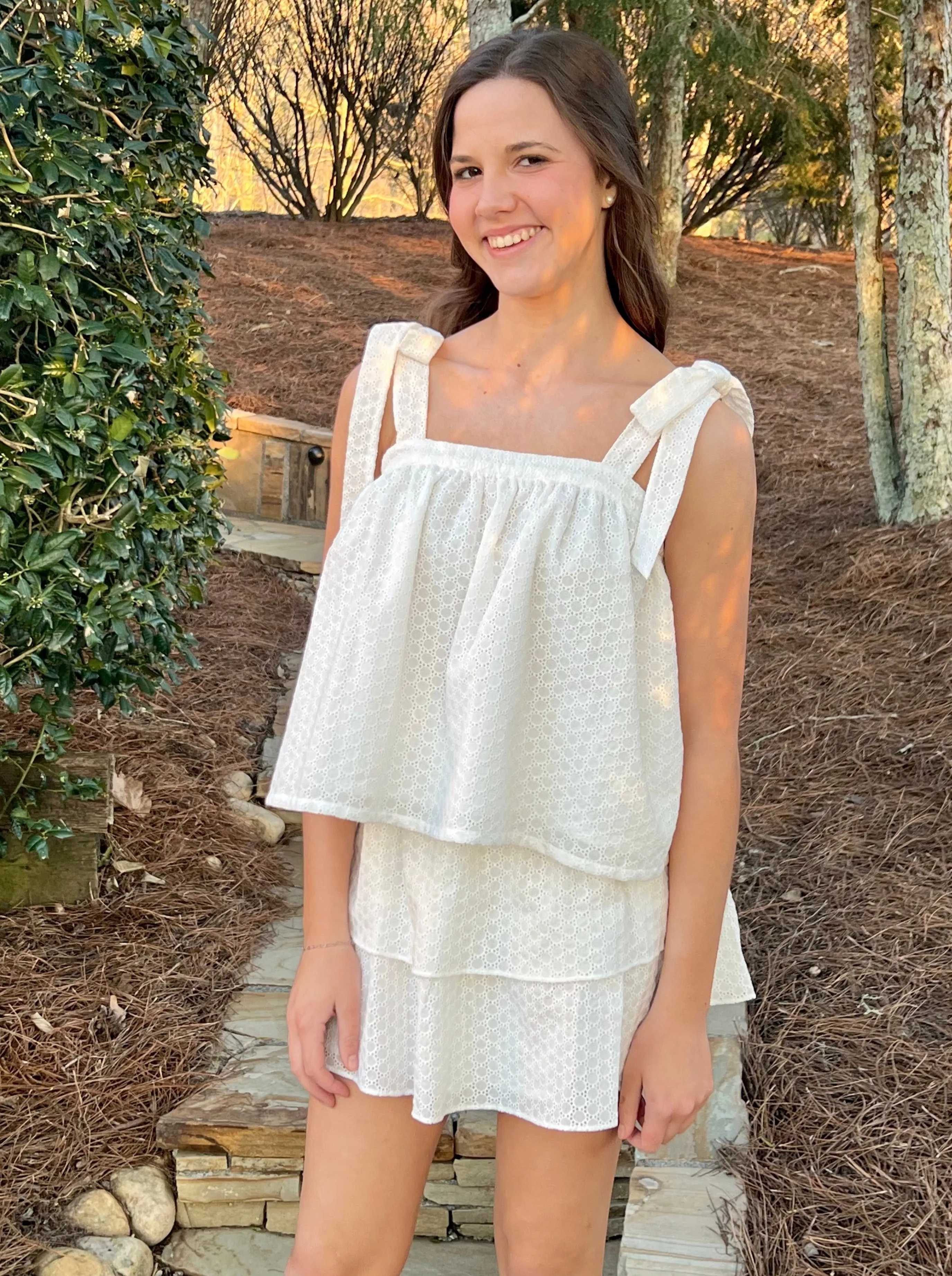 Seabrook Island Skirt (Girls)- Sugar Cane Eyelet