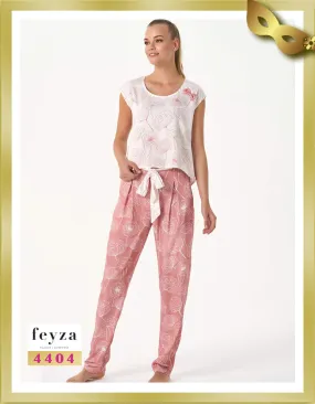 Short Sleeves  Long Printed Pajamas 4404