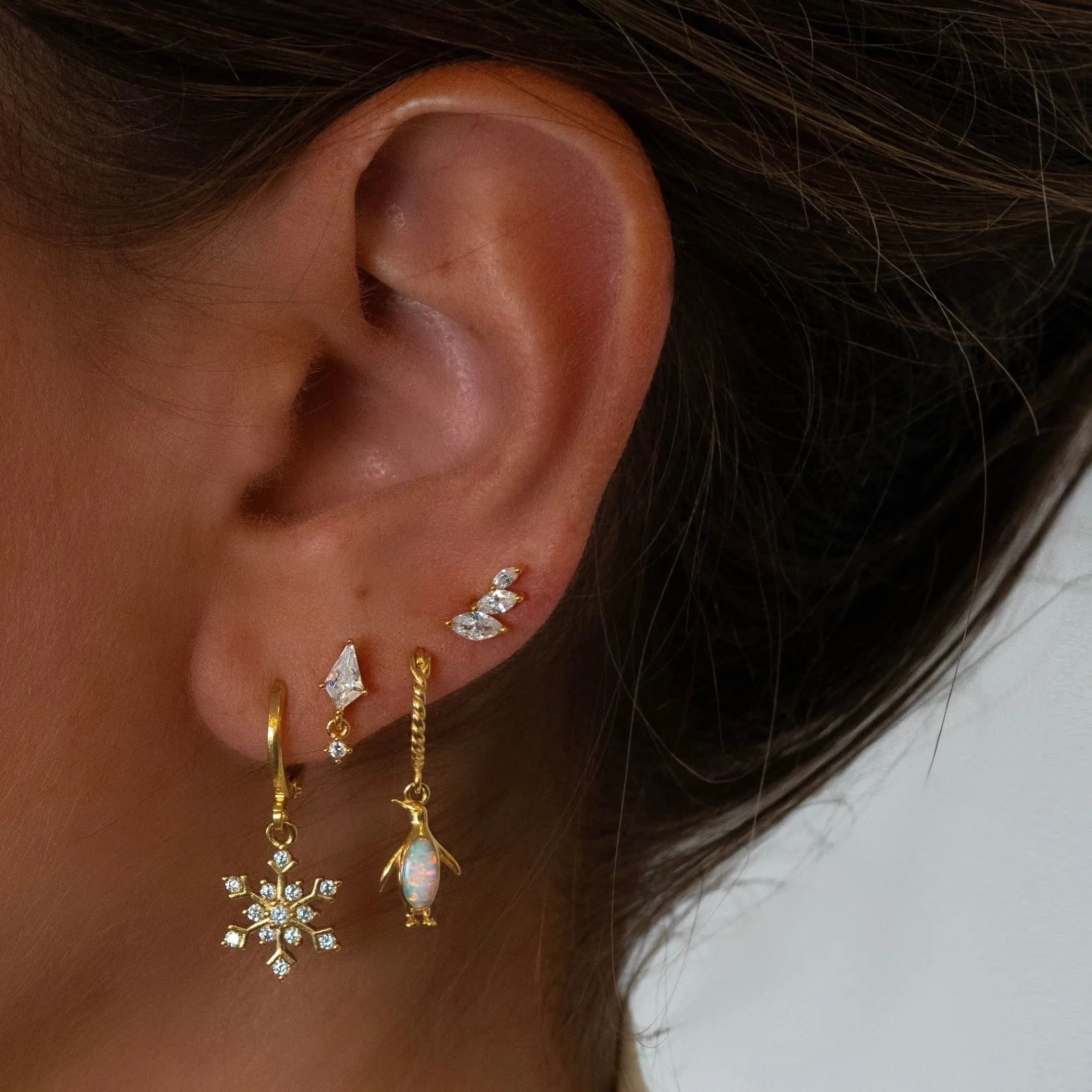 Silver Delicate Marquise Diamonds Stud