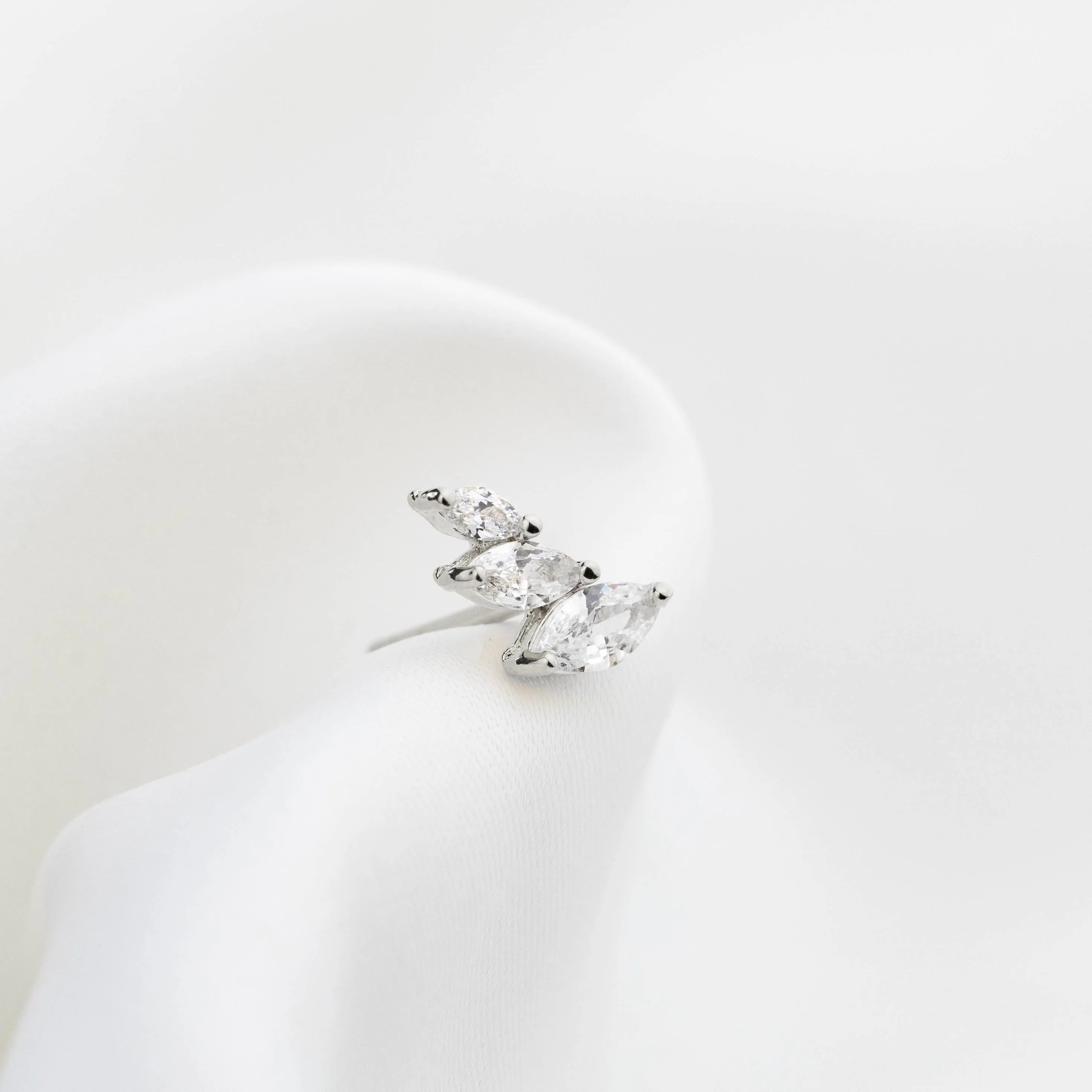 Silver Delicate Marquise Diamonds Stud