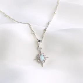 Silver Delicate Opal North Star Necklace