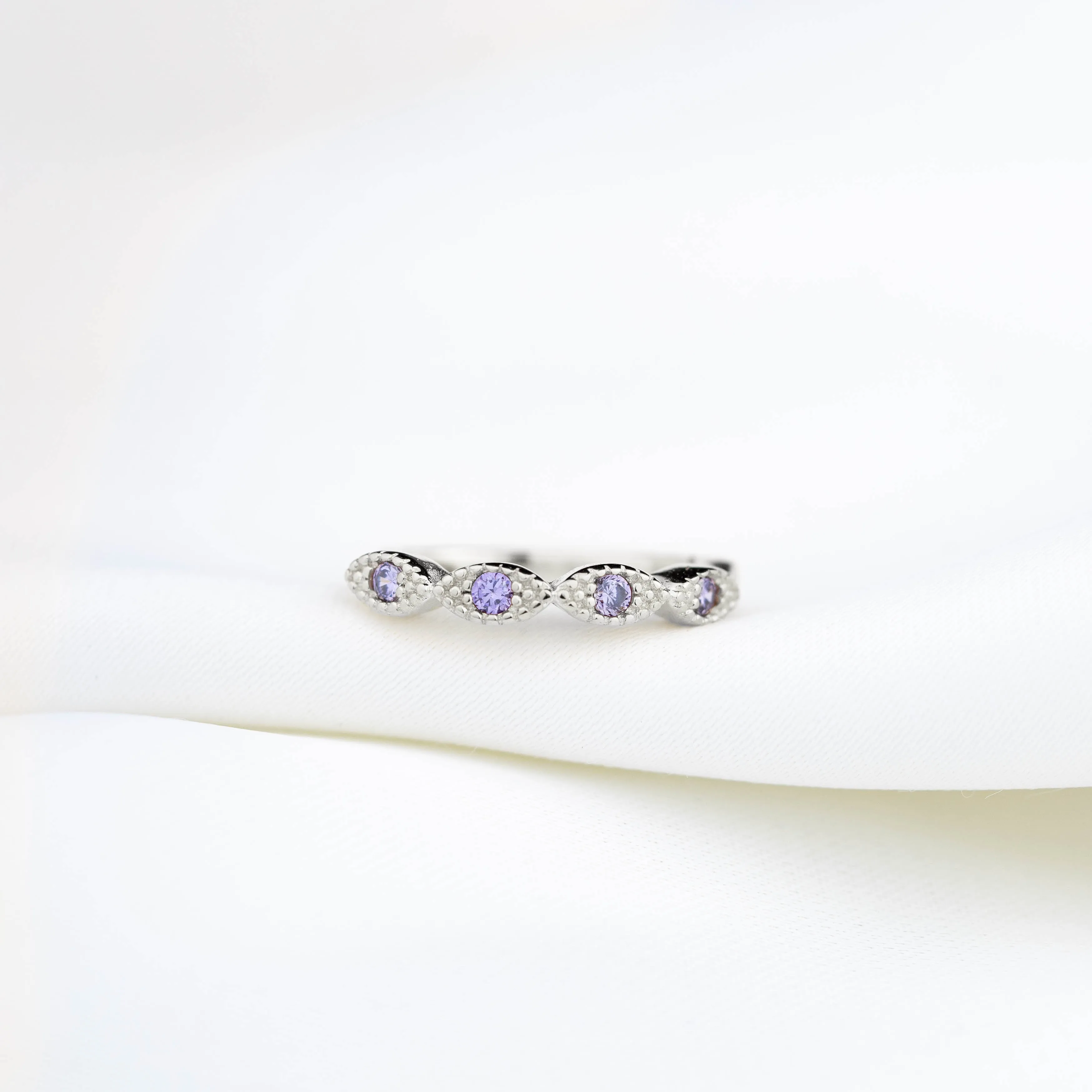 Elegant Silver Lilac Delicate Cubic Hoop Earrings