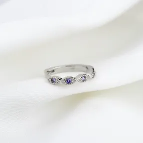 Elegant Silver Lilac Delicate Cubic Hoop Earrings