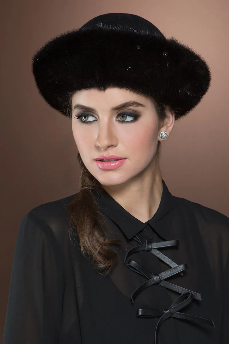 Small Brim Ranch Mink and Velour Fur Hat