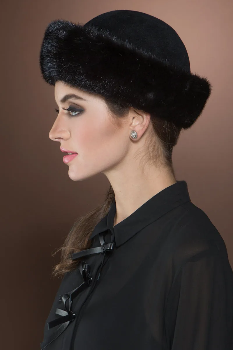 Small Brim Ranch Mink and Velour Fur Hat