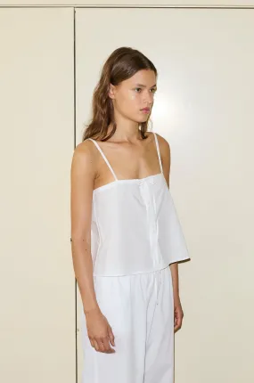 The Placket Strap Top - White