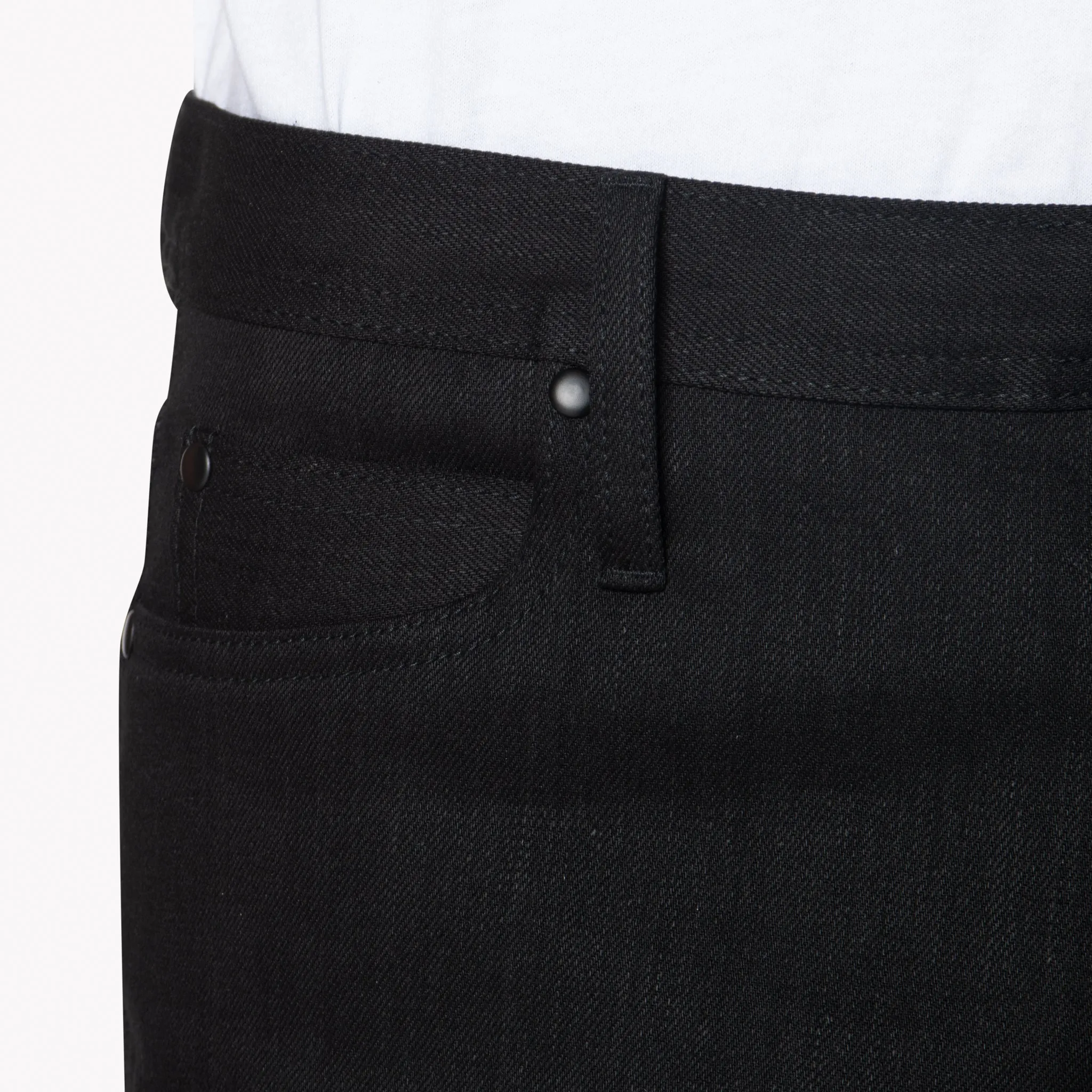 UB144 Skinny Fit - 11oz Solid Black Stretch Selvedge Denim