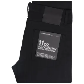 UB144 Skinny Fit - 11oz Solid Black Stretch Selvedge Denim