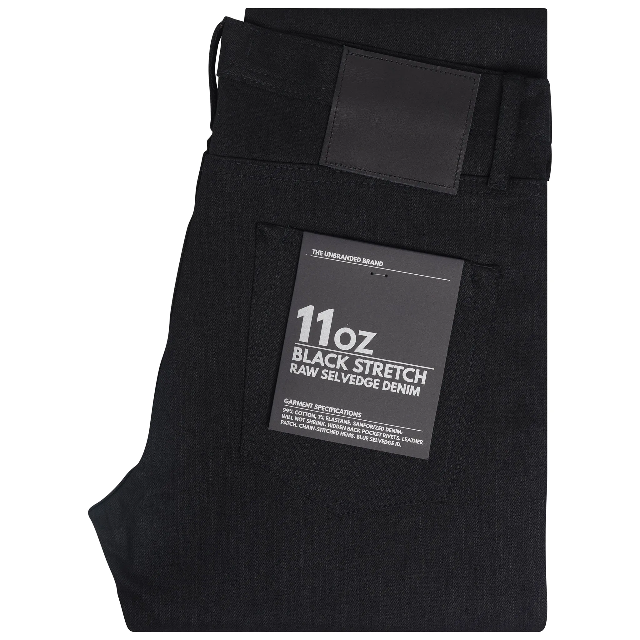 UB144 Skinny Fit - 11oz Solid Black Stretch Selvedge Denim