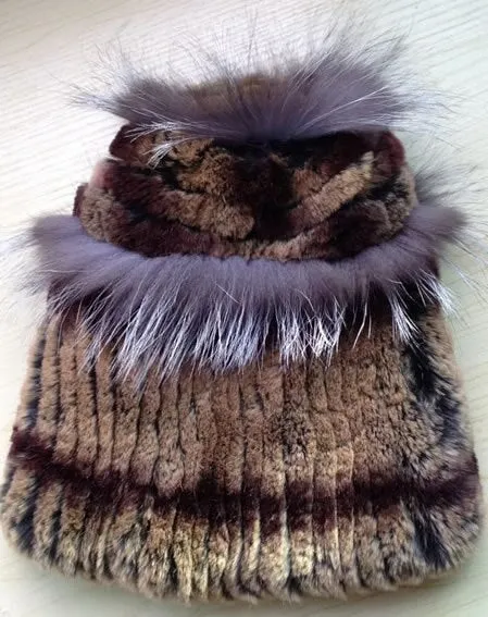 Winter Fur Hat Real REX Rabbit Fur Hat Women Cap Beanie Headgear 14675