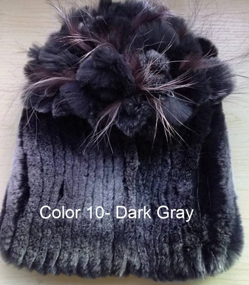 Winter Fur Hat Real REX Rabbit Fur Hat Women Cap Beanie Headgear 14675