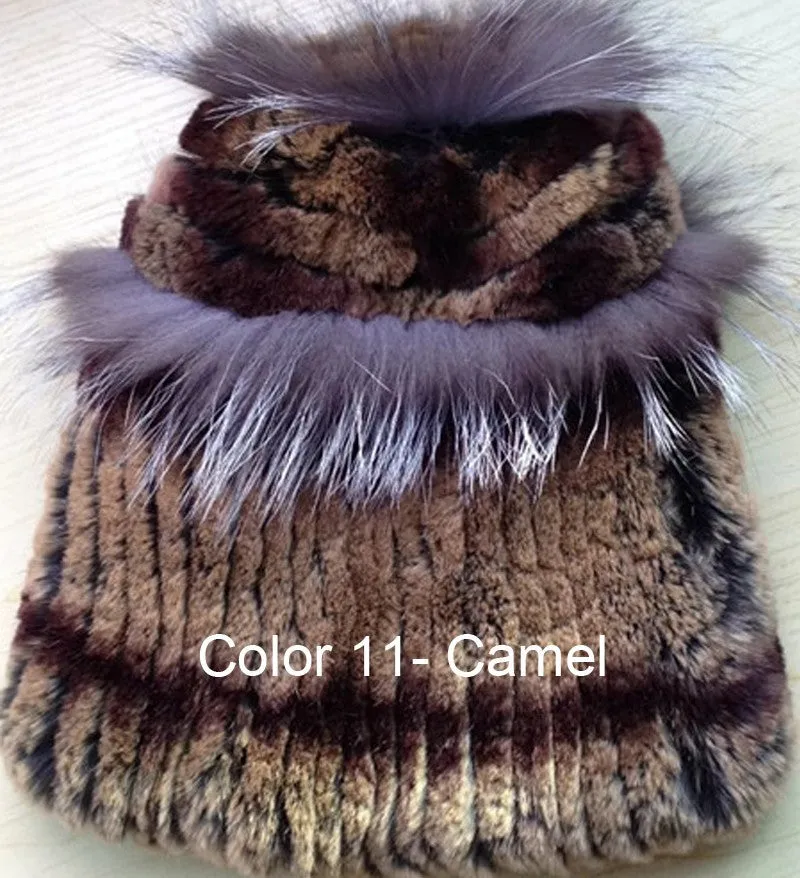 Winter Fur Hat Real REX Rabbit Fur Hat Women Cap Beanie Headgear 14675