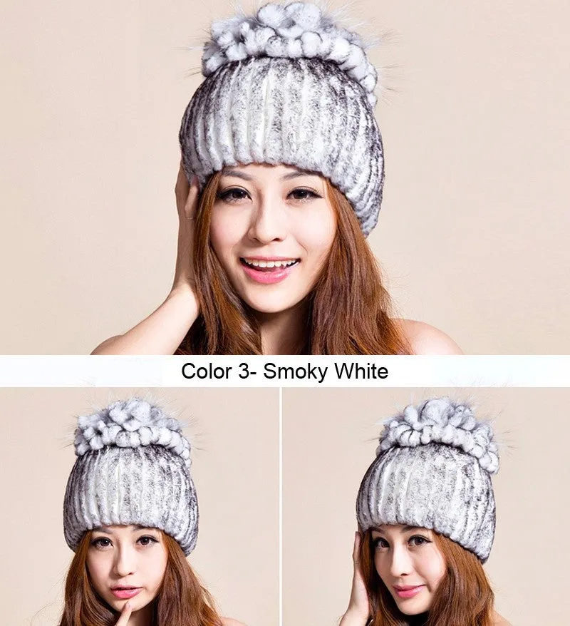 Winter Fur Hat Real REX Rabbit Fur Hat Women Cap Beanie Headgear 14675