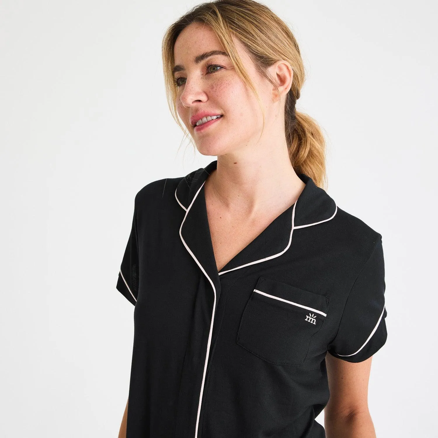 women's onyx modal magnetic classic with a twist short sleeve pajama set