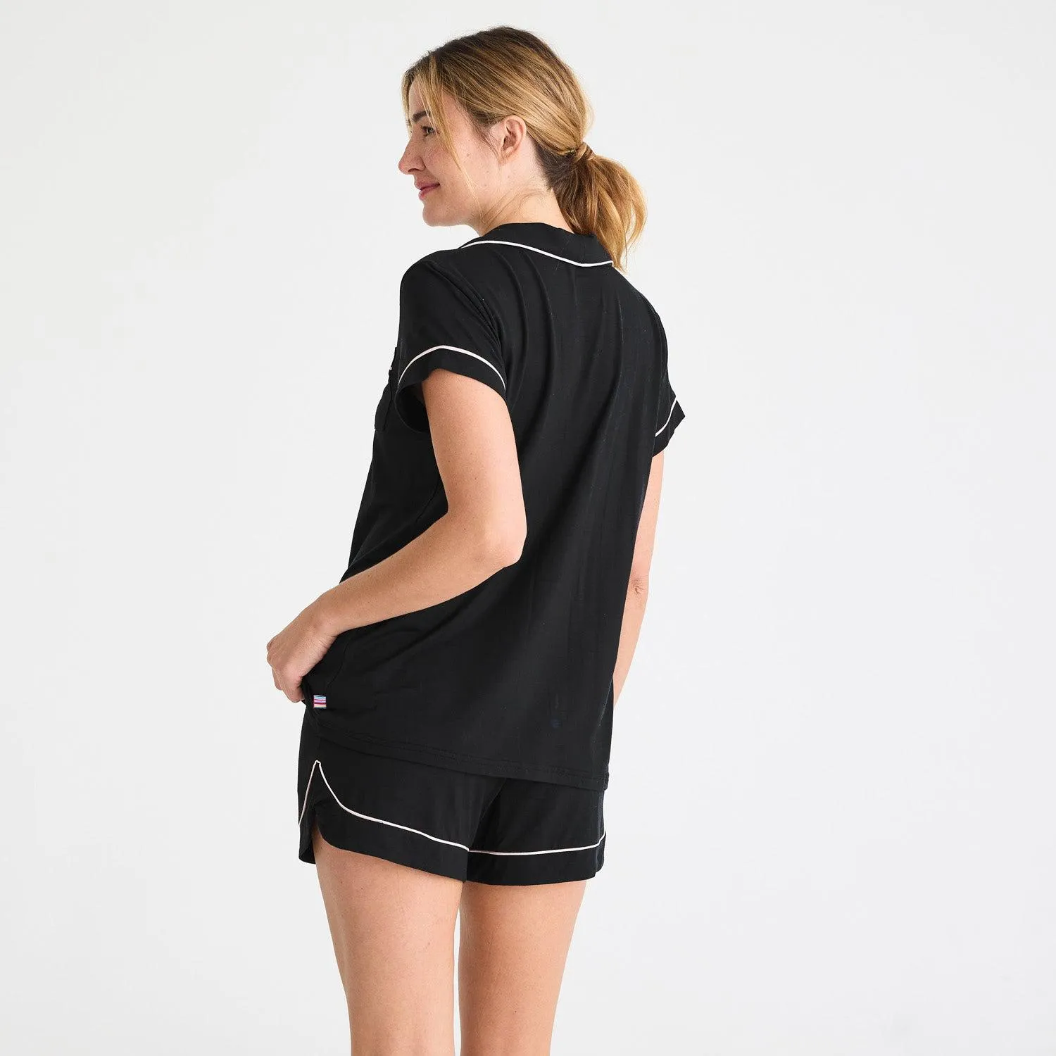 women's onyx modal magnetic classic with a twist short sleeve pajama set